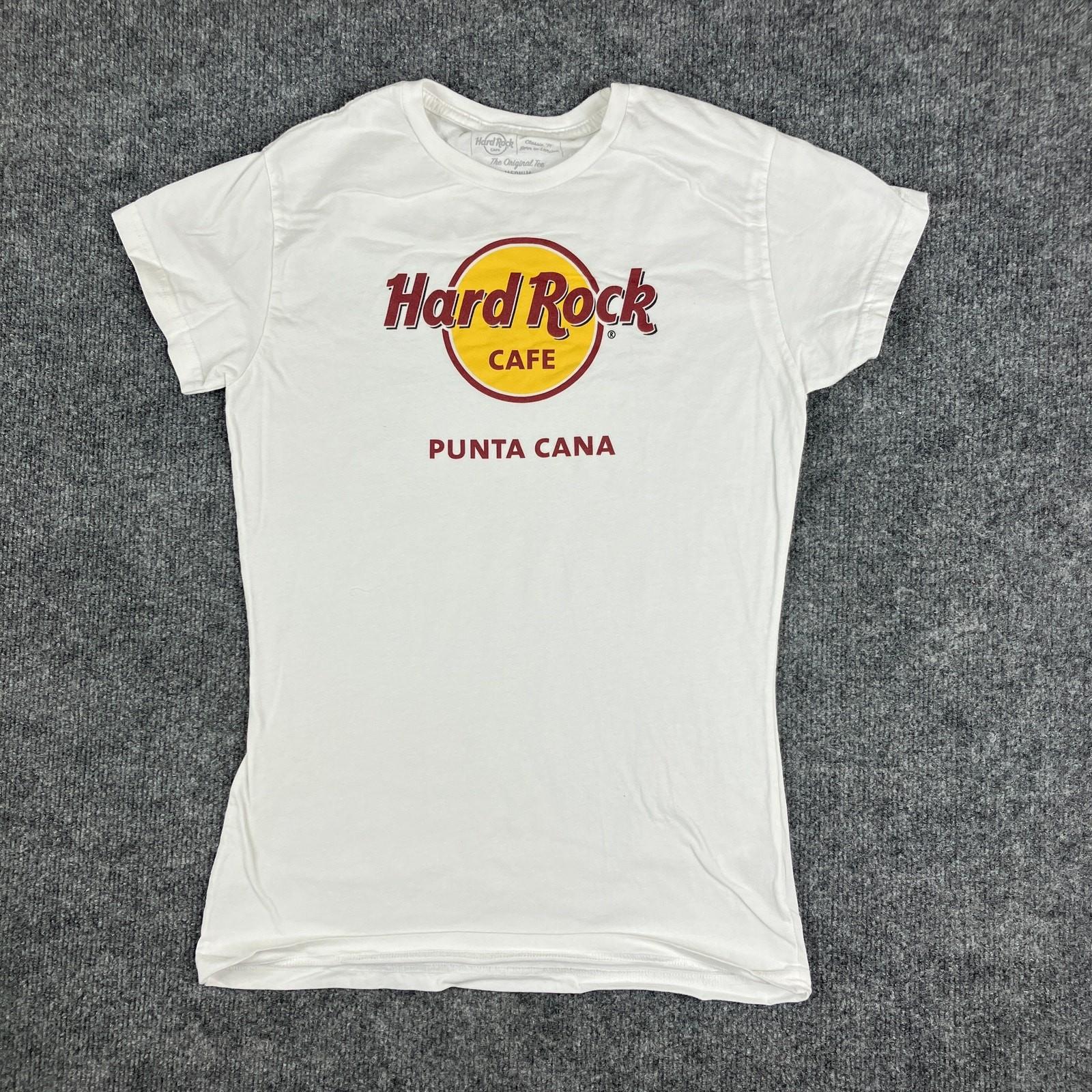 Hard Rock Cafe T-Shirt Womens Medium White Punta Cana Logo Graphic Casual M