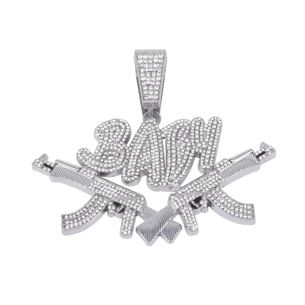 Alloy Necklace, Male and Female Double Gun BABY Pendant, Hip Hop Personality Fashion Rap Street Trend Diamond Pendant