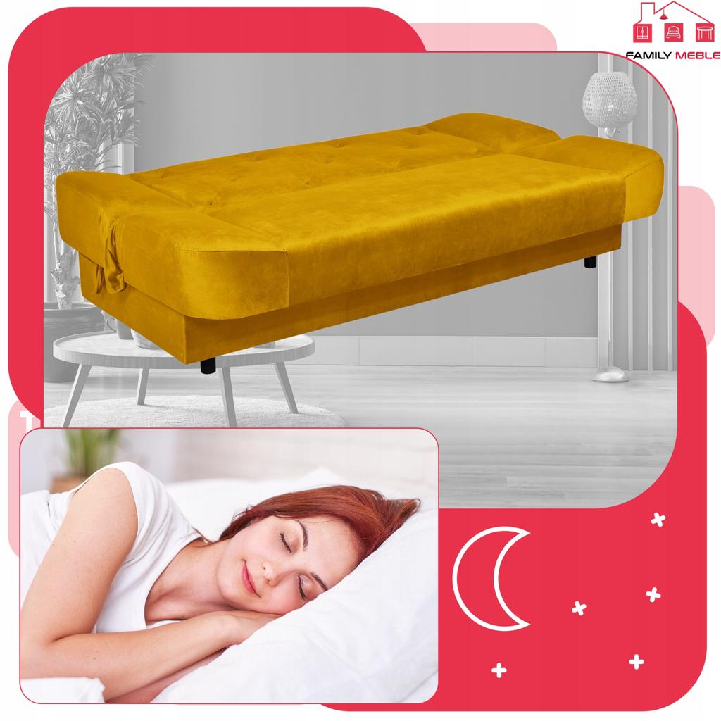Kanapa sofa Sara Karo rozkładana wersalka spania bonell łóżko Family meble