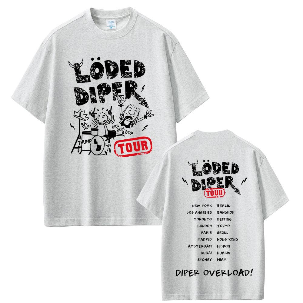Loded Diper Diper Overload Tour Tshirt Unisex Women Vintage Rock Oversized Short Sleeve Tshirts Unisexs Casual 100 Cotton T Shirts