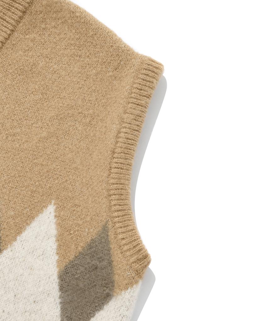Saintpain Sp Diamond Jacquard Vest-Beige