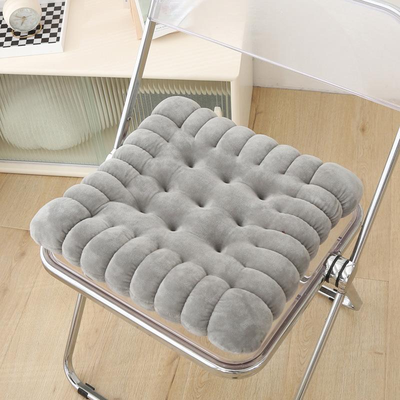 1Pc Plush Home Furnishings Chair Cushion Warm Cotton Pad Thick  Mat Solid Color Cookie Cushion Rectangle 40*42cm