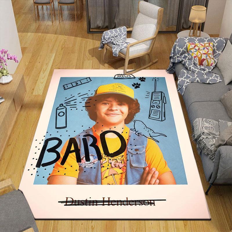 Dustin Flannel Printed Carpet, Home Sofa Decoration for Living Room & Bedroom, Non‑Slip Play Flannel Floor Mat for Game Room