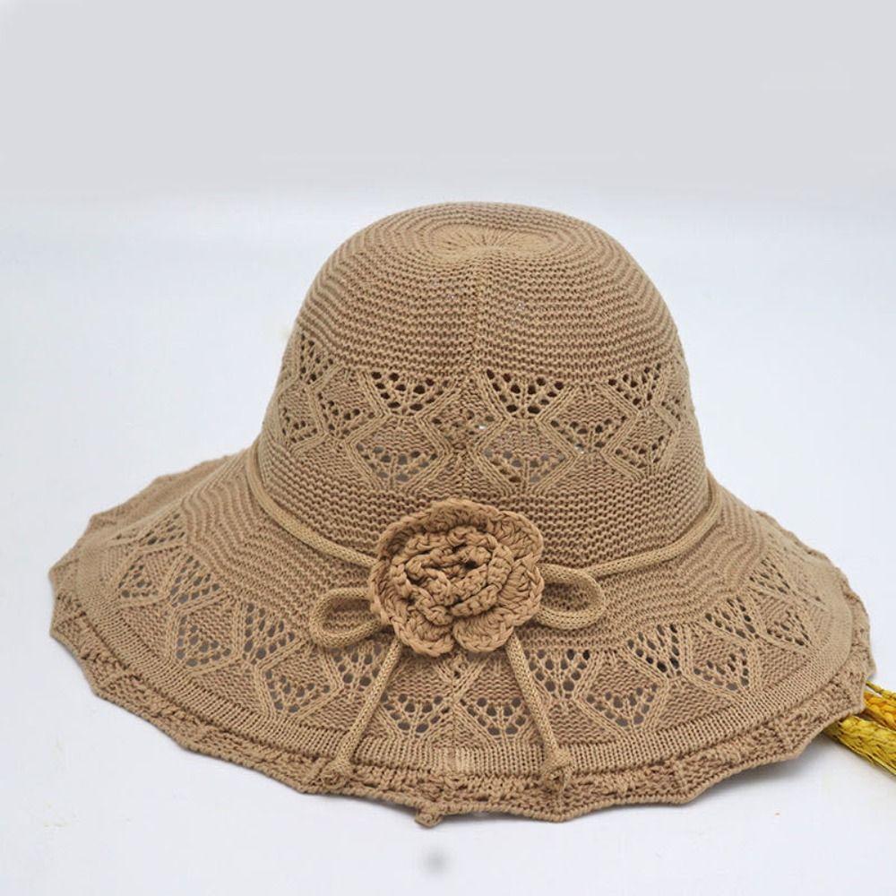 Hollow Out Women Fisherman Hat Crochet Bucket Hat Casual Sunshade Hat Hiking