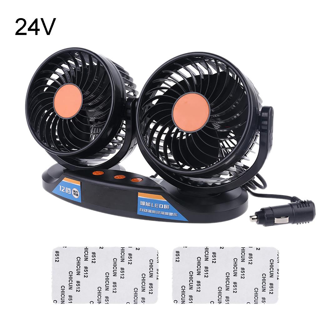 Portable Truck Double Head Fan Vehicle Auto Cooling Cooler Adjustable Low Noise