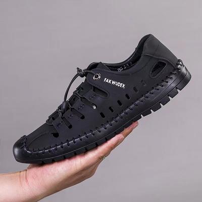 Pantofi de vară 2025 bărbați versiune coreeană pantofi cool din piele pantofi cu găuri la capul genții de modă pantofi sport casual sandale bărbați