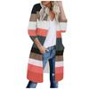 Mote Kvinner Casual Striper Lappverk Langermet Cardigan Bluse Topper