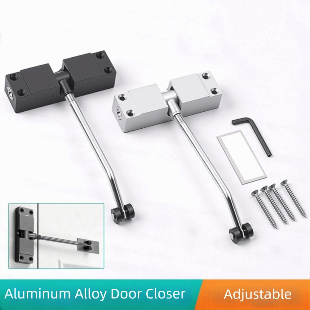 Aluminum Alloy Automatic Door Closer Adjustable Speed Spring Buffer Spring Tension Door Closer Mute Soft Closing Surface Mount