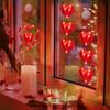 Homeleo 3-Pack Red Heart Window Lights for Valentine's Day Decor, Romantic Heart Shaped Hanging Lights w/Suction Cup for Wedding Anniversary Party