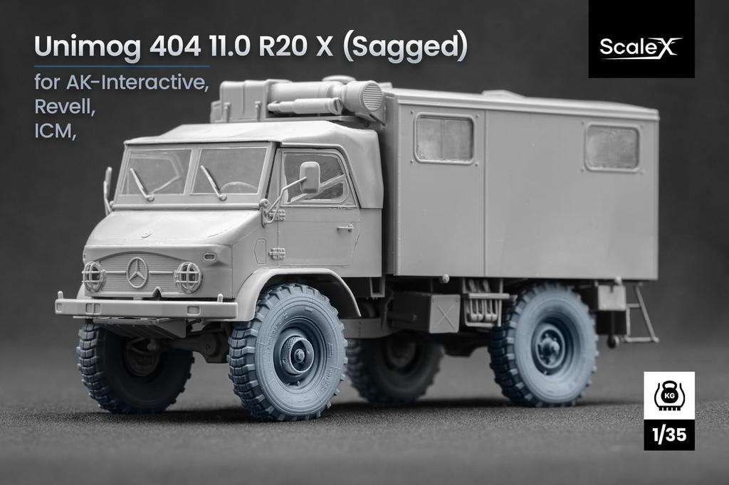Unimog 404 R20 X V2 Wheel Set for AK and Revell Plastic Model Kits SCXWM35023S Scale-X 1/35 11.0 Weight-Deforming (5-Piece Set) ICM, Interactive,