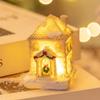Resin Christmas Glowing Small House Cute Cartoon Table Decorations  New Year Decoration