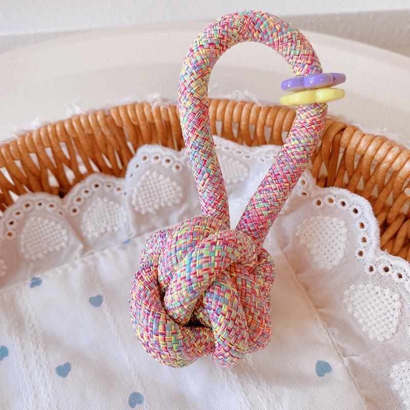 Women's Car Keychain Knotted Rope Floral Design Non-Slip Lightweight Bag Charm Portable Key Decor for Travel Commute Use