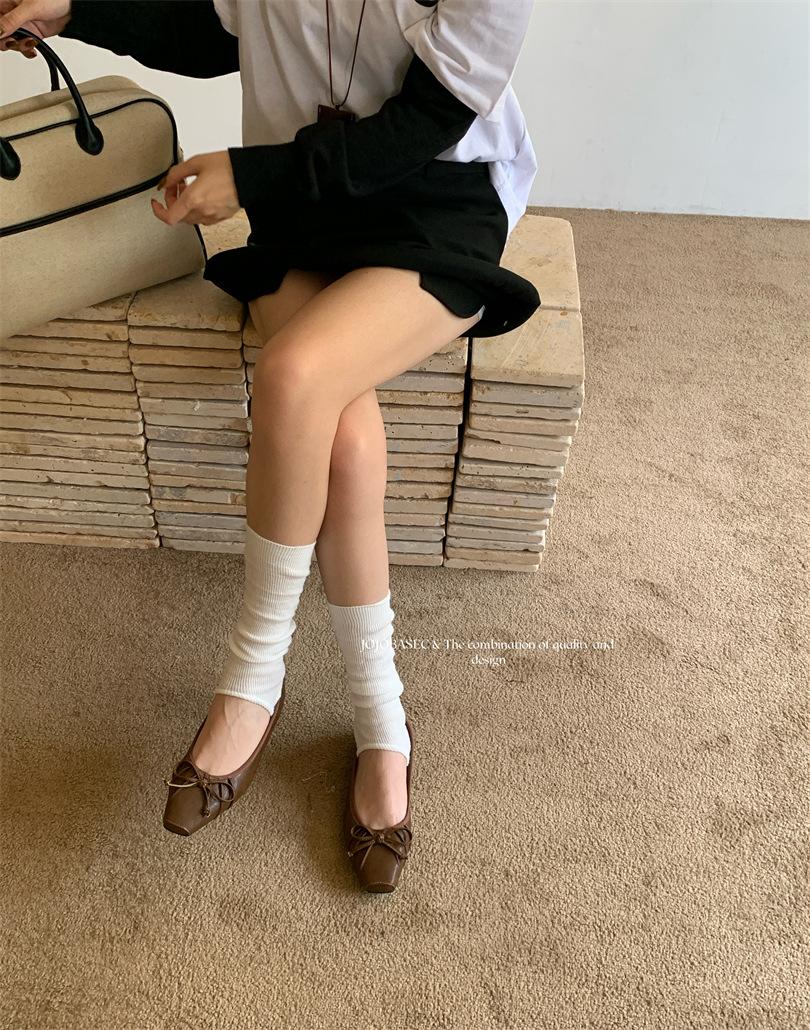 

Spring shallow mouth pig nose ballet shoes simple bow daily commute versatile elegant sweet leather foot 39 коричневый