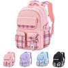Backpack for Elementary School Lightweight Large A4 Backpack for Field Cram and Cute Checkered Pattern with Ribbon and Chest Strap [yuknsnor] Girls,