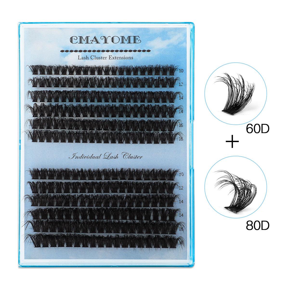 

60D80D Color Single-Cluster False Eyelash Set Diy Segmented Natural Thick D-Curve Eyelashes