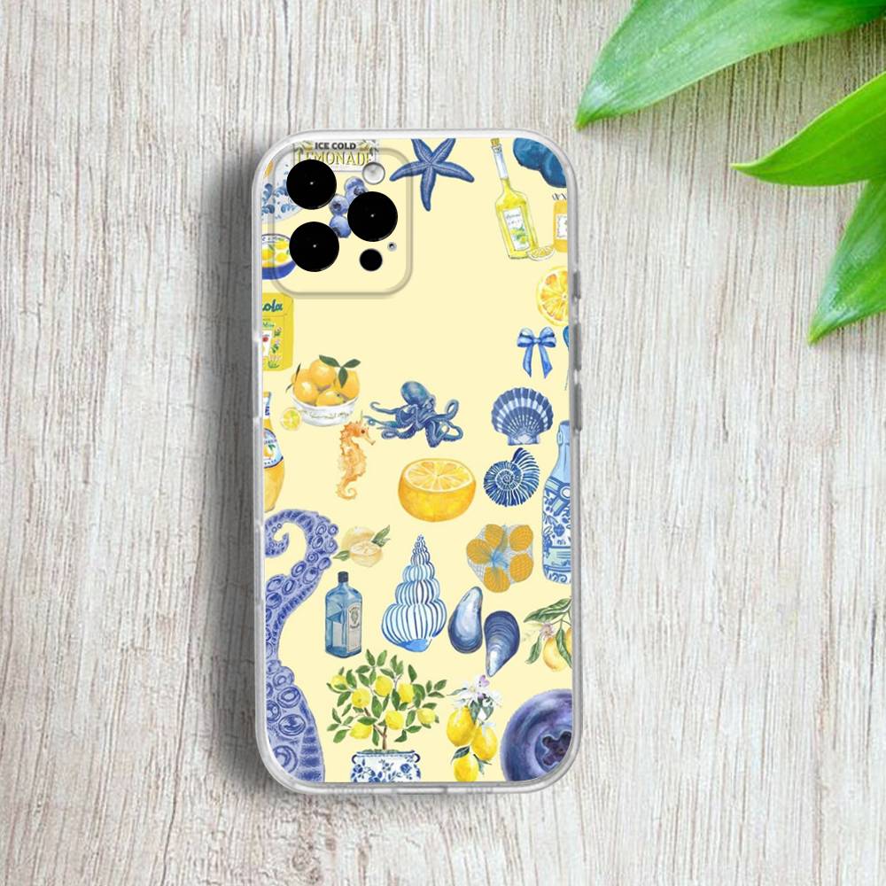 European Amalfi Coast Lemon Phone Case For iPhone 17,16,15,14,13,12,11 Pro,Max,Plus,X,XS,XR,SE4,E Mini Transparent Soft Cover