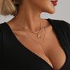 European and American Jewelry Ins Retro Style Design Collarbone Chain Gold-plated Crescent Pendant Adjustable Chain Length Necklace Women