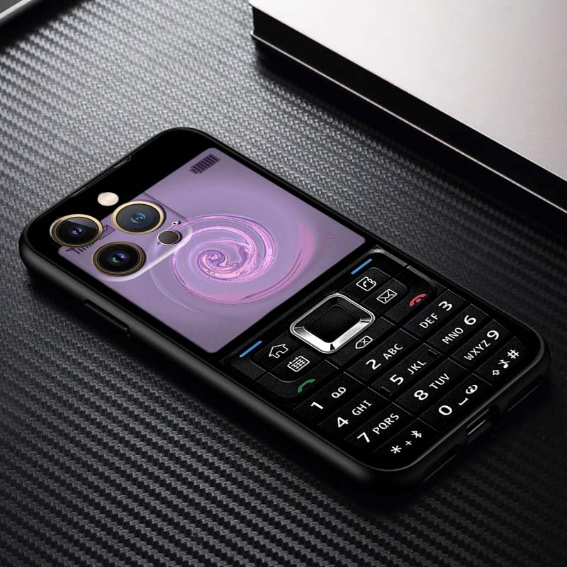 Luxury Vintage Phone Pattern Phone Case For Apple iPhone 17 16 16E 15 14 13 12 11 Pro Max Plus Black Soft Silicone
