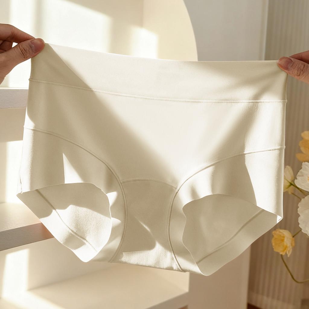 Women's Spring and Summer Pure Cotton Abdominal Non Trace Antibacterial Extended Middle and High Waist Underwear