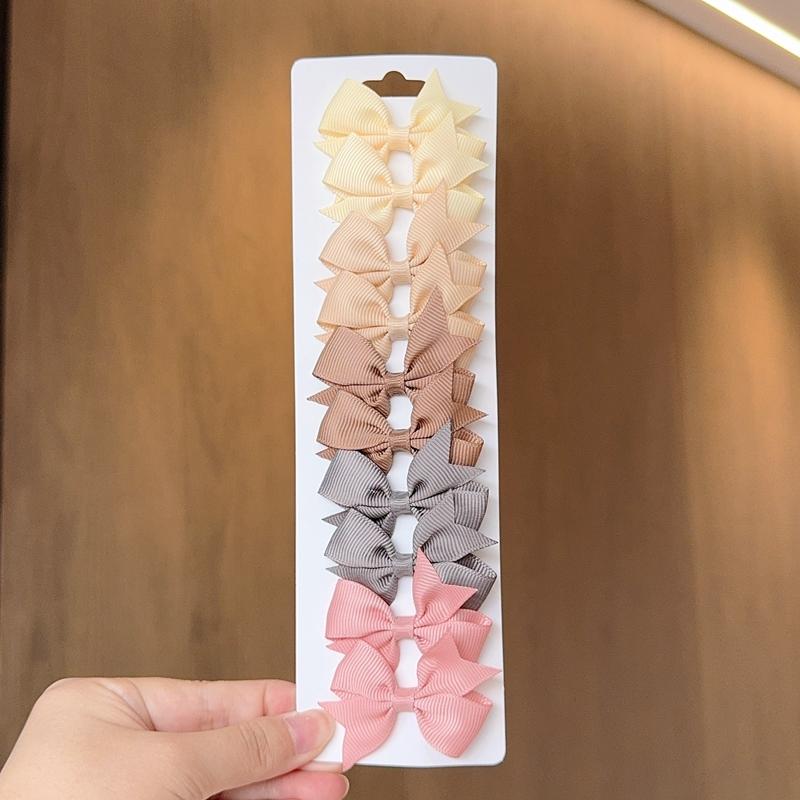 10Pcs/set Solid BB Hair Clips For Cute Girls Ribbon Bowknots Boutique Barrettes Hairpins Headwear Kids Hair Accessories Gifts