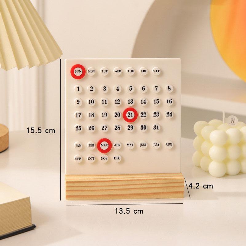 1 Stück Holz Immerwährender Kalender Montessori Kalender Niedlicher Schreibtischkalender Verstellbarer Woche Monat Datumsanzeige Kalender Zuhause Büro Schreibtisch