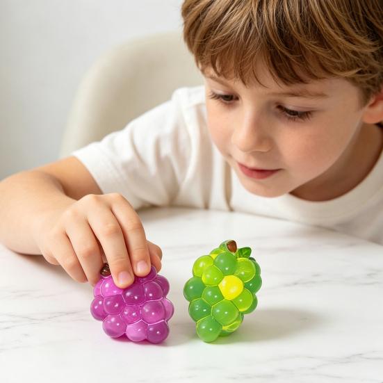 Grape Slow-Rising Squeeze Toy Soft TPR Fidget for Stress Relief Realistic Fruit-Shaped Decompression Gadget for Kids Adults