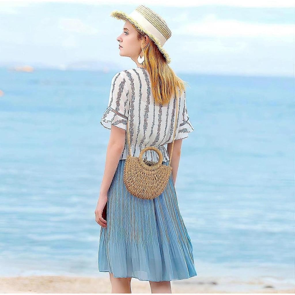 Straw Hobo Bags for Women Small Crossbody Bag Beach Purse Weave Shoulder Handbag Rattan