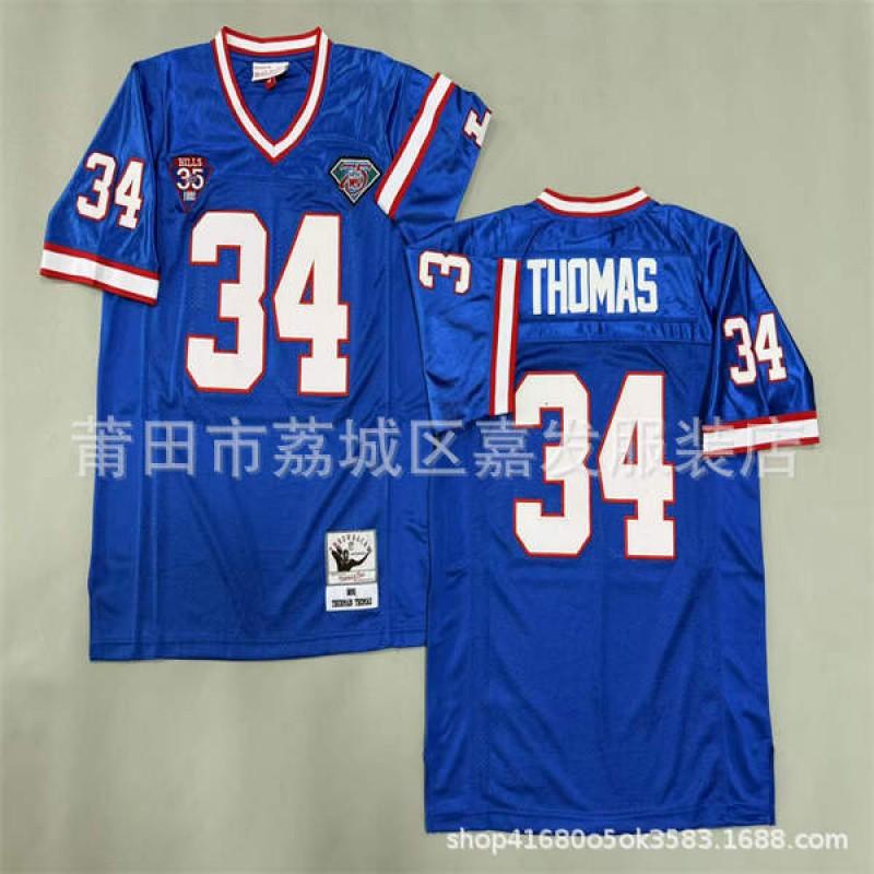Camiseta de Fútbol Vintage Buffalo Bills NFL para Hombre de Algodón Retro Uniforme de Equipo Ropa de Fan Otoño