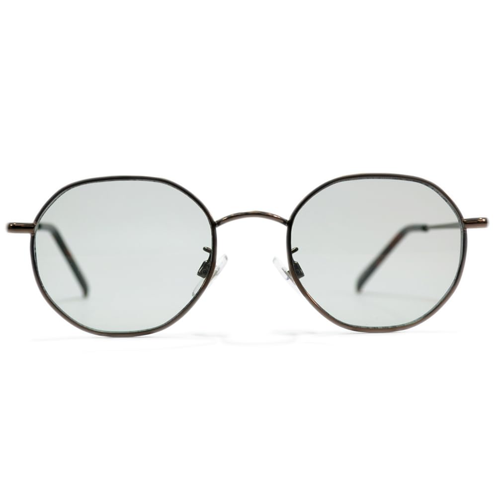 Fashion Crown Polygonal Light Colored UV 3386 [MERRY PLEASURE] Sunglasses, Glasses, Panto, Frame, Ultra-thin Frame, Boston, Round, Lenses, Protection,