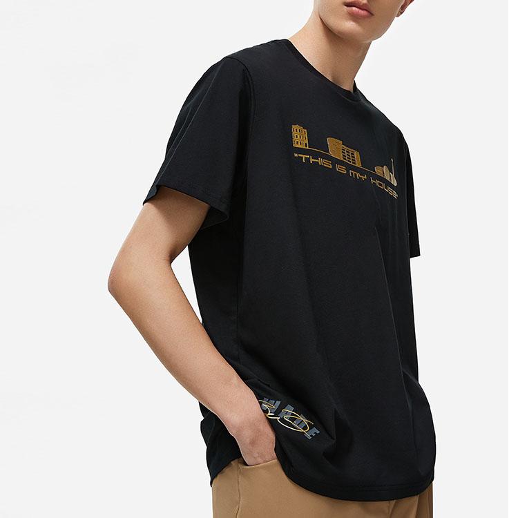 Li Ning Hall Of Fame Series Wade stampato girocollo manica corta T-shirt unisex Tops Nero AHST939-2