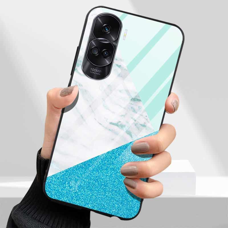 Tempered Glass Hard Cover For Honor 90 Lite 5G Case Lovely Marble Funda Coque For Honor 90 Pro Honor90 90Lite 90Pro Phone Shells