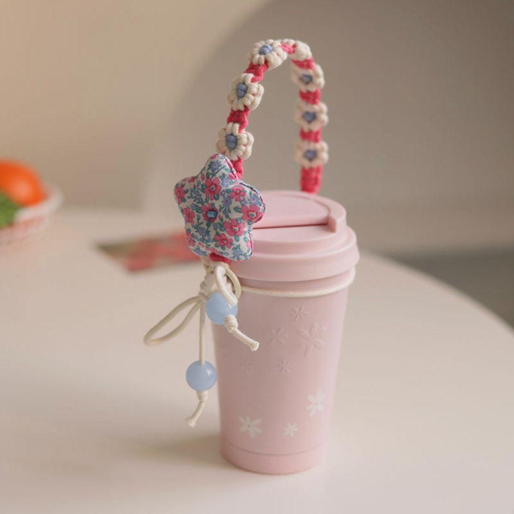 Polyester Mobile Phone Lanyard Hand-woven Knitting Flower Smart Phone Strap  Mobile Phone Case