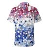 Women's Casual Short Sleeve Button Down Shirt Independent Day Star Print Collar Blouse Lightweight Summer Top