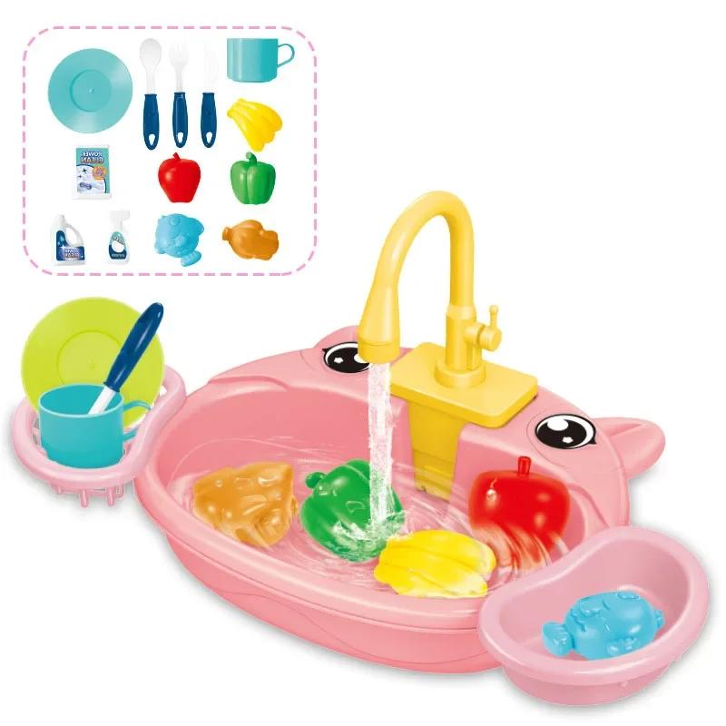 Non-Toxic Children'S Play Kitchen Toys Water Pretend Play House Kids Can Drain Wash Basin Sink Kids Kitchen Set Toy For Children Gifts