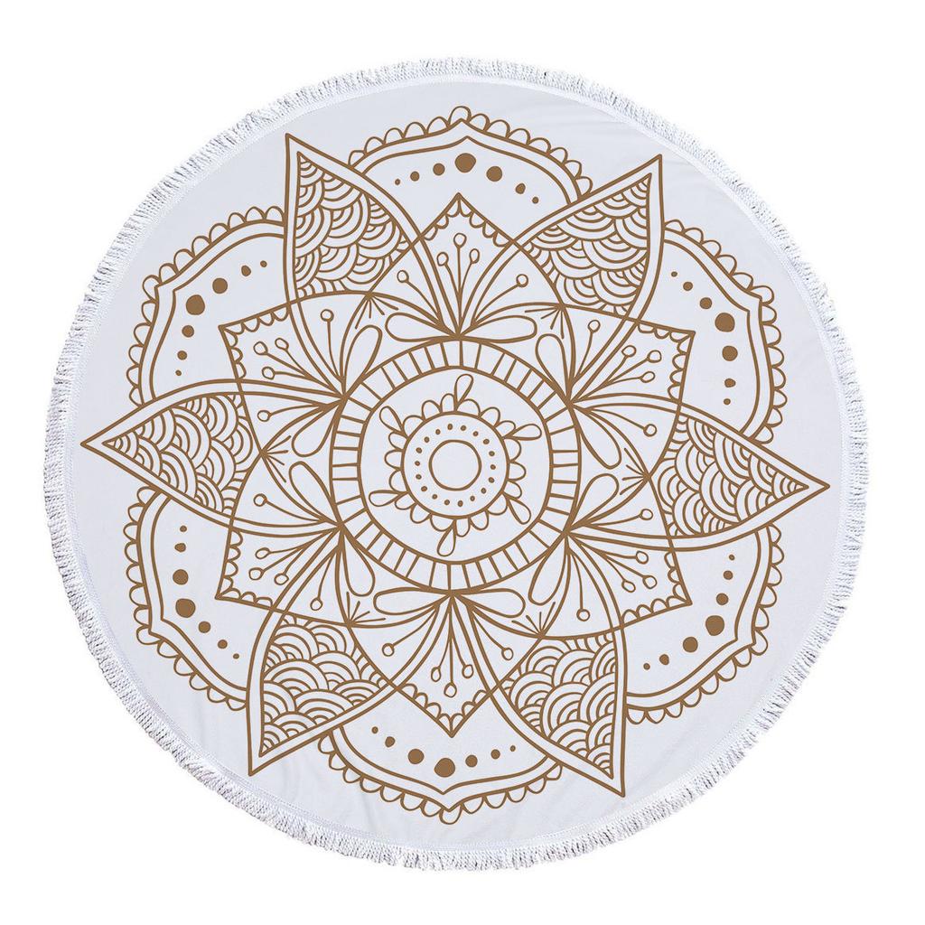 Bohemia Mandala Round Beach Towel Tassels Microfiber Exotic Flower Geometric Pattern Bath Towel Picnic Yoga Mat Bikini Cover Up
