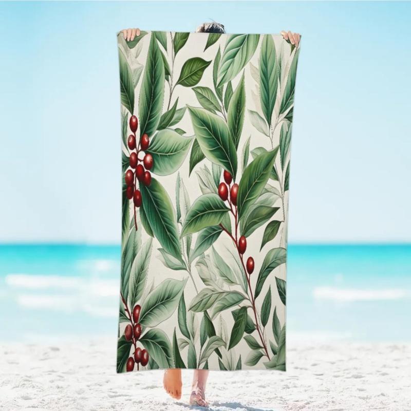 

Watercolor Berry Leaf Fruit Beach Towel Quick Dry Super Absorbent Microfiber Polyester Lightweight Sandproof Towel for Pool Yoga W40*H60(CM)