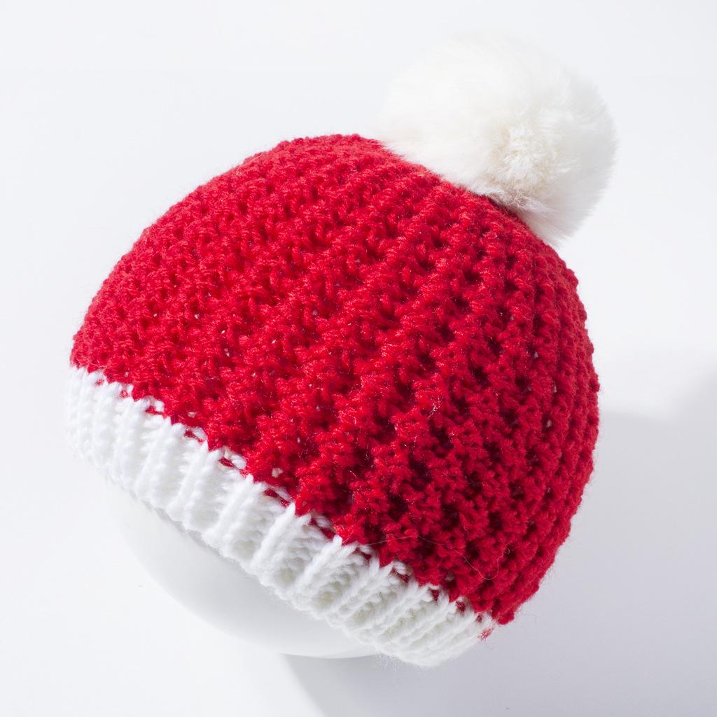 

European & American Baby Woolen Christmas Hat: Cute Pom-Pom Knit Beanie for Autumn & Winter