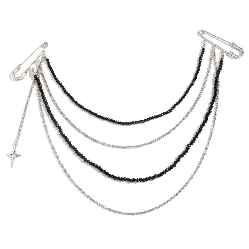 

Crystal Chain Brooch for Women, European and American 2026 Summer New Trendy Fashion Exaggerated Design Paired with Western-Style Accessories Black