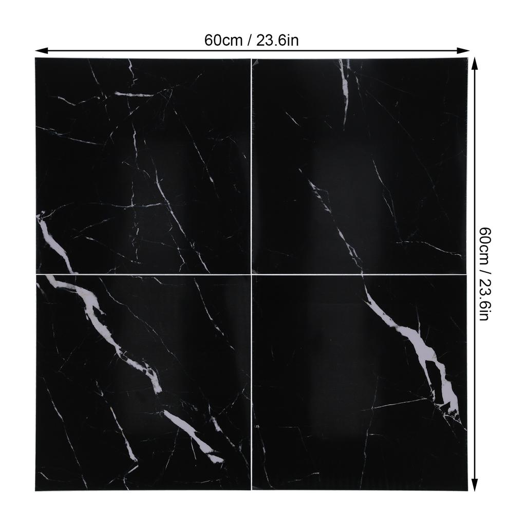 4Pcs Thickened PVC Floor Tile Stickers 30x30cm Waterproof Self Adhesive Wall Floor Decals for Kitchen Bathroom Home Decoration Black