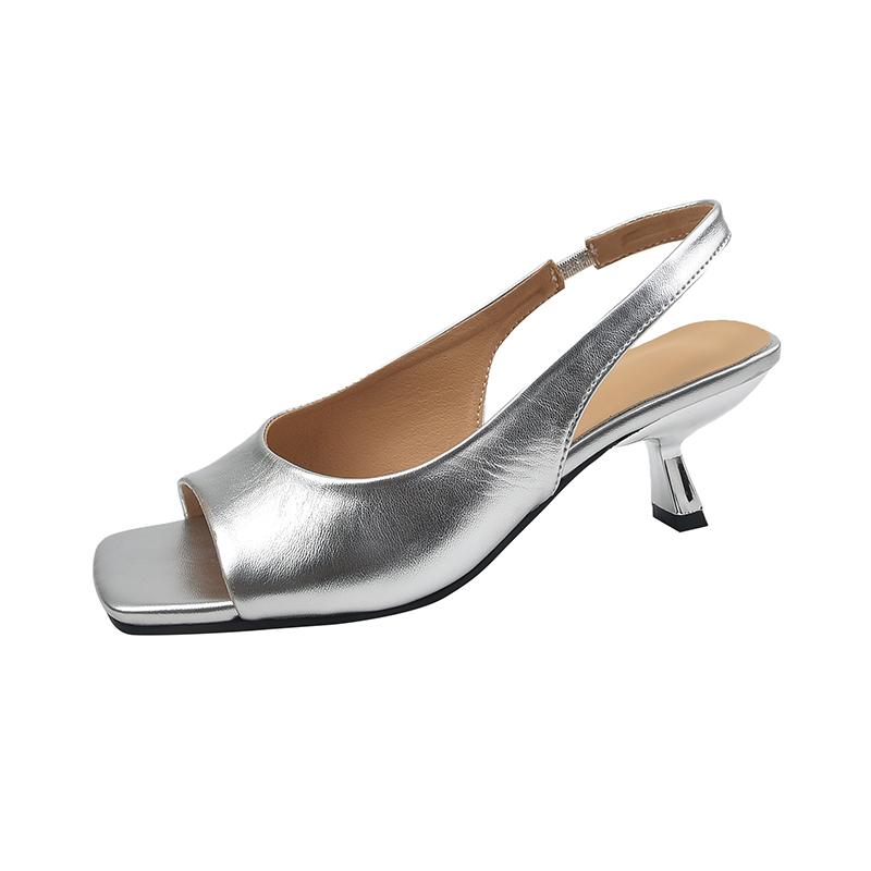 Mote Sommersandaler Kilehæl Sko For Kvinner Slip On Sølv Gull Pumps Vår Høst Elegante Slingback Sandaler Sexy Hæl