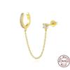 14K Gold Kette Ohrringe für Damen Piercing Hängende Kette Huggie Creolen Ohrringe Zirkonia Perlen Stecker Ohr Manschette Ohrringe für Damen