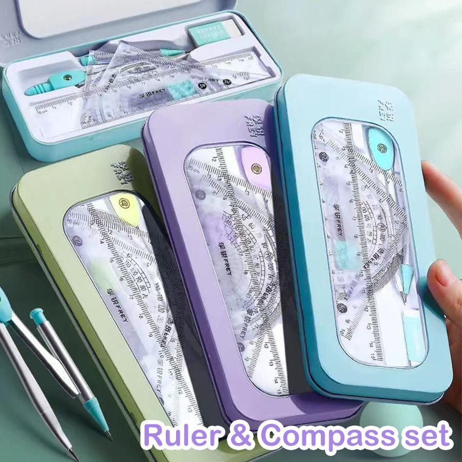 Back To School 7 Pcs/set Mathematical Rulers Set Professional Compass Ruler Multi-function Drawing Tools Students Stationery