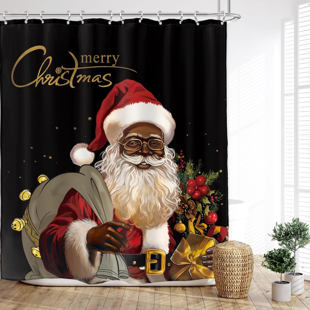 Vrolijk Kerstmis Douchegordijn Roze Kerstman Kerstboom Rendier Sneeuwvlok Schattig Wintervakantie Gelukkig Nieuwjaar Badkamer Meisje