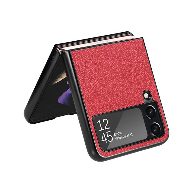 

Кожаный чехол с защитой от падения для мобильного телефона для Samsung Galaxy Z Flip4 Flip 4 Flip3 Flip 3 Zflip4 5g, тонкие защитные чехлы for Z Flip SM-F700 красный