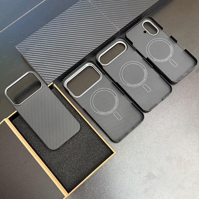 IPhone 17 Pro Max Case Aramid Fiber Magnetic Protective Cover Slim Shockproof Anti-Scratch Phone Shell