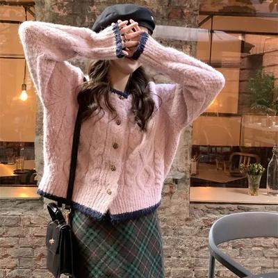 Twists Pullover Cardigan Mantel Damen Lazy Style im Herbst und Winter Chic Strickmode Kurzes Langarmshirt