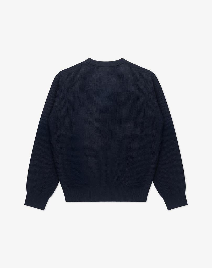 WORK ON BODY OFF Easyon Semi-Overfit Henley Neck Knit [Navy]