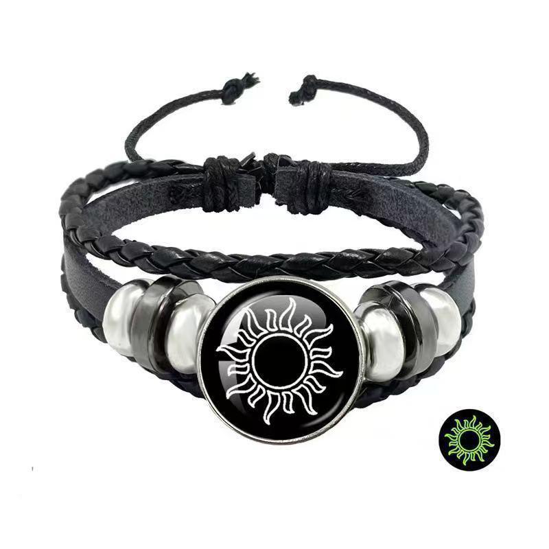 Sun Moon Lovers Unisex Woven Leather Bracelet