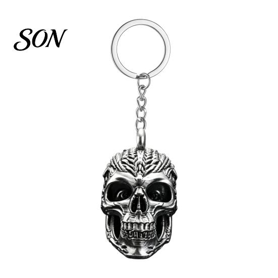Small Punk Decoration 3D Printed Skull Keychain, Detailed Skeleton Key Ring Pendant for Cool Trendy Toy Bag Backpack, Spooky Accessory, Halloween Gift