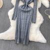 Gray Fashion Turtleneck Sweater Dress For Women New Autumn Winter Chic Long Sleeves A-Line Pullover Loose Knitted Dresses